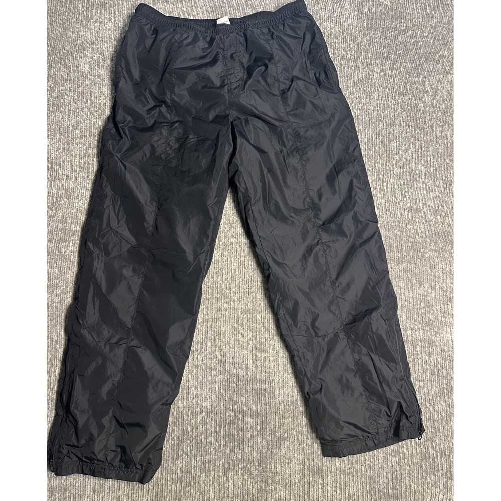 Old Navy Vintage Baggy Jogger Pants Mens L Black Cuffed Nylon Swish Y2K 2000